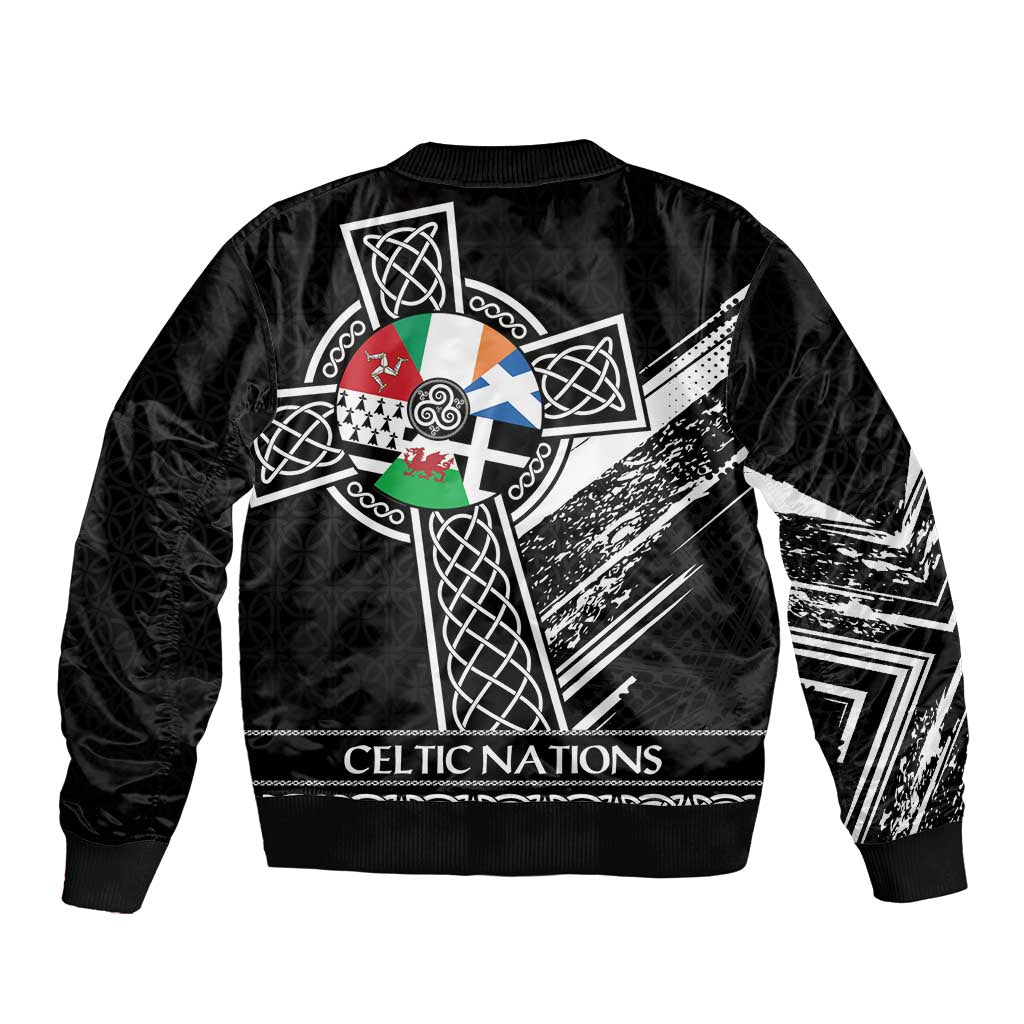Cross Celtic Nations Bomber Jacket Six Celtic Countries Grunge Style - Wonder Print Shop