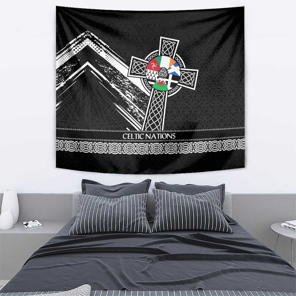 Cross Celtic Nations Tapestry Six Celtic Countries Grunge Style - Wonder Print Shop