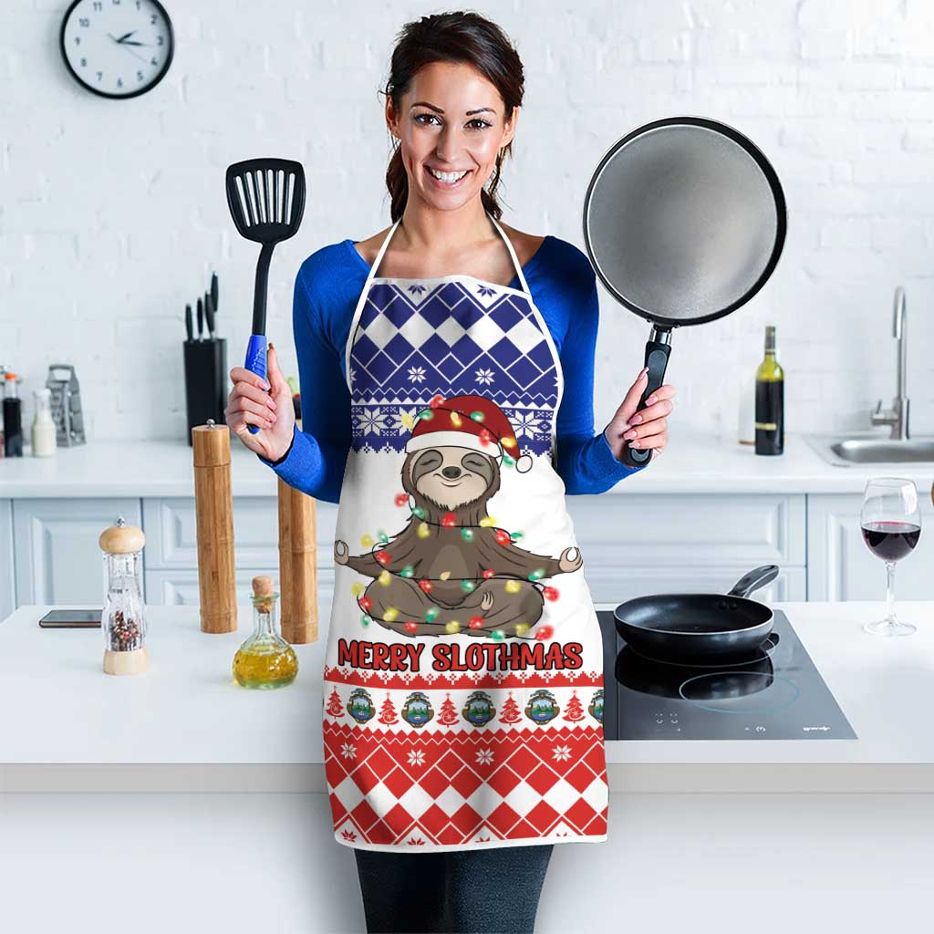 Costa Rica Christmas Apron Merry Slothmas - Wonder Print Shop