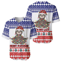 Costa Rica Christmas Baseball Jersey Merry Slothmas - Wonder Print Shop