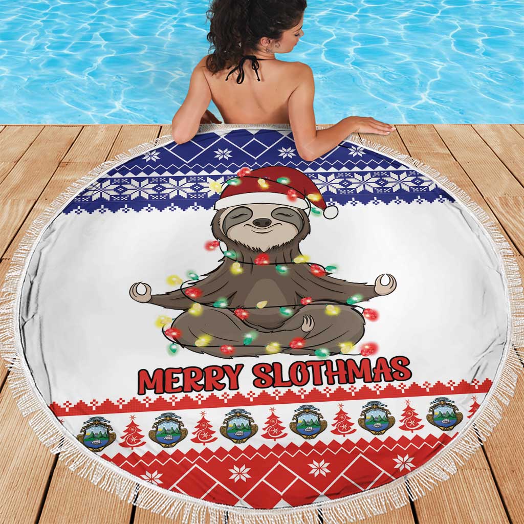 Costa Rica Christmas Beach Blanket Merry Slothmas - Wonder Print Shop