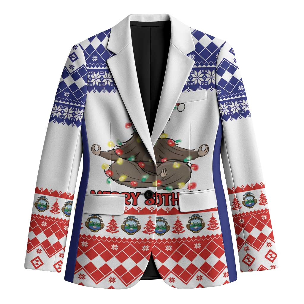 Costa Rica Christmas Blazer Merry Slothmas - Wonder Print Shop