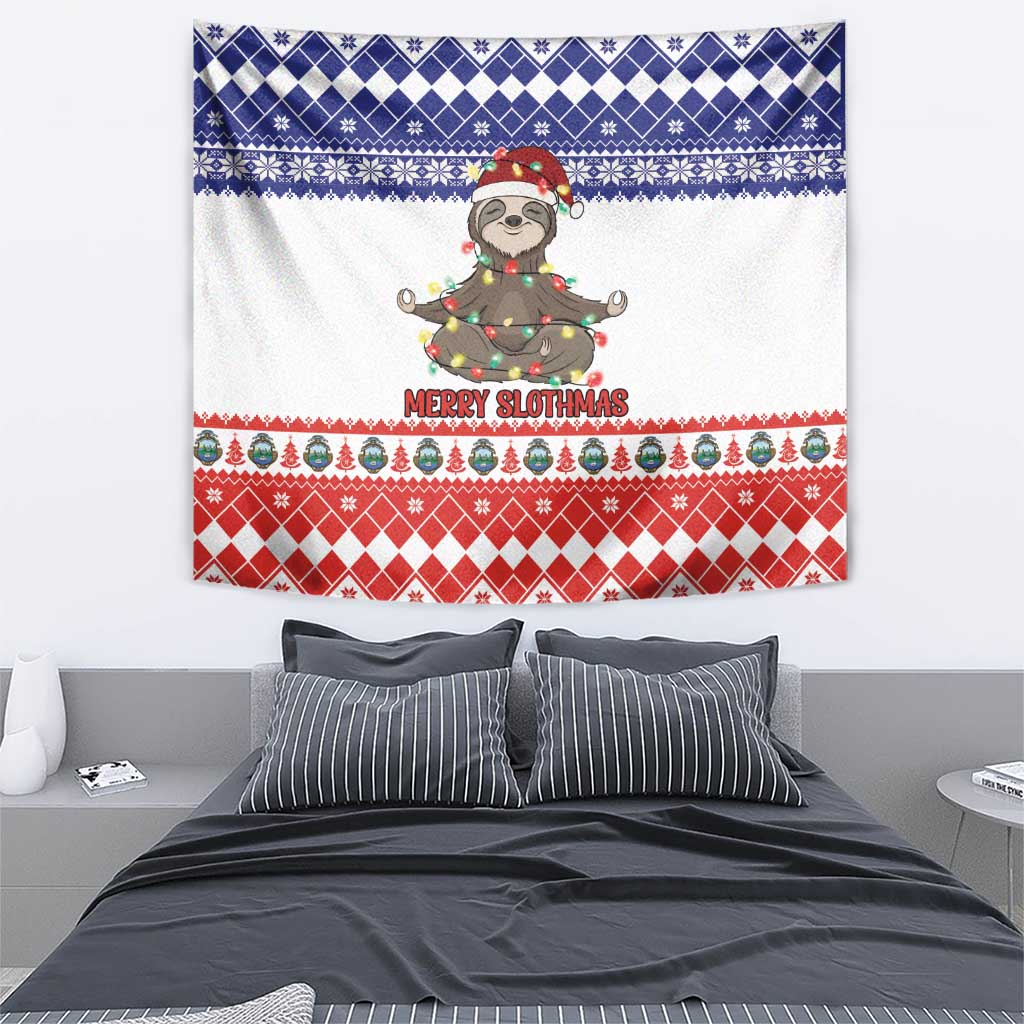 Costa Rica Christmas Tapestry Merry Slothmas - Wonder Print Shop