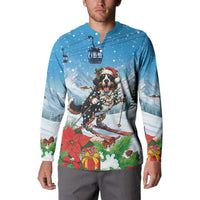 Switzerland Christmas Button Sweatshirt Merry Swissmas Bernese Mountain Dog - Wonder Print Shop