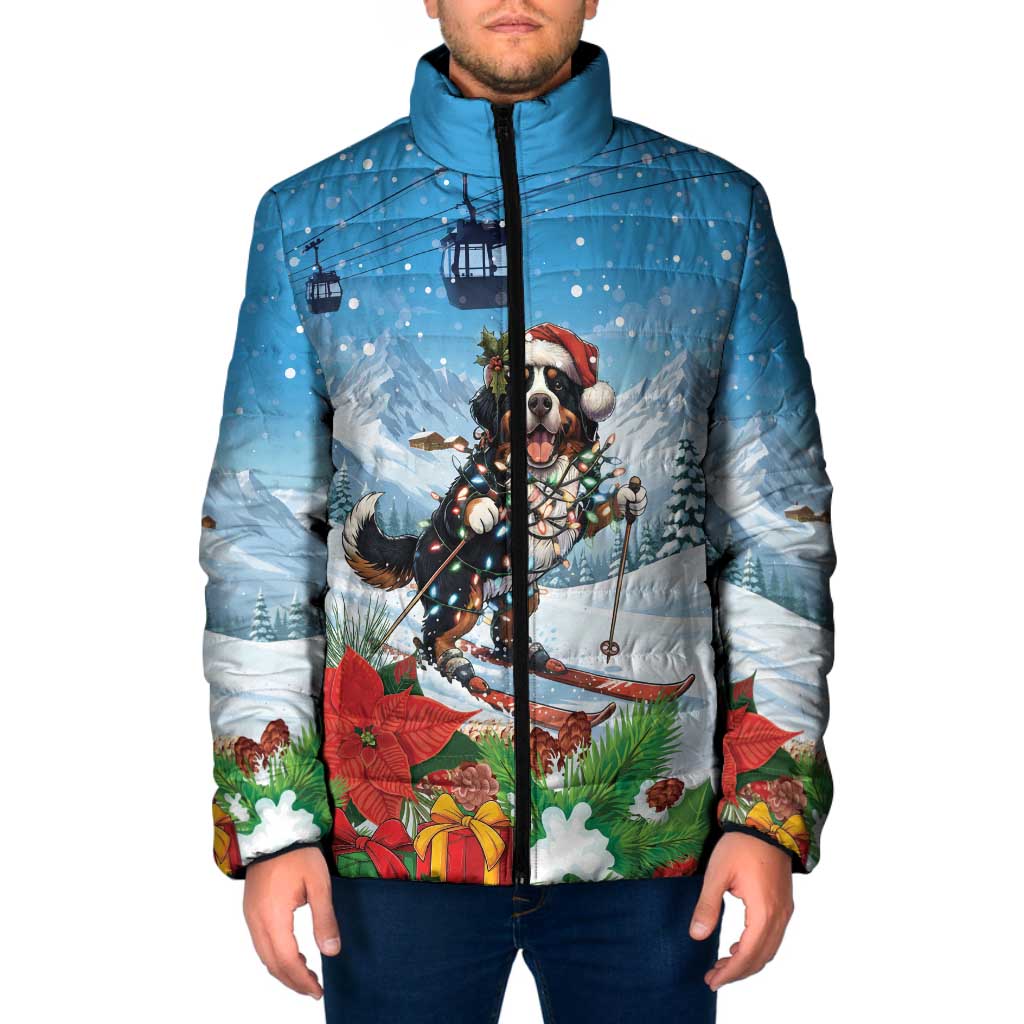 Switzerland Christmas Padded Jacket Merry Swissmas Bernese Mountain Dog - Wonder Print Shop