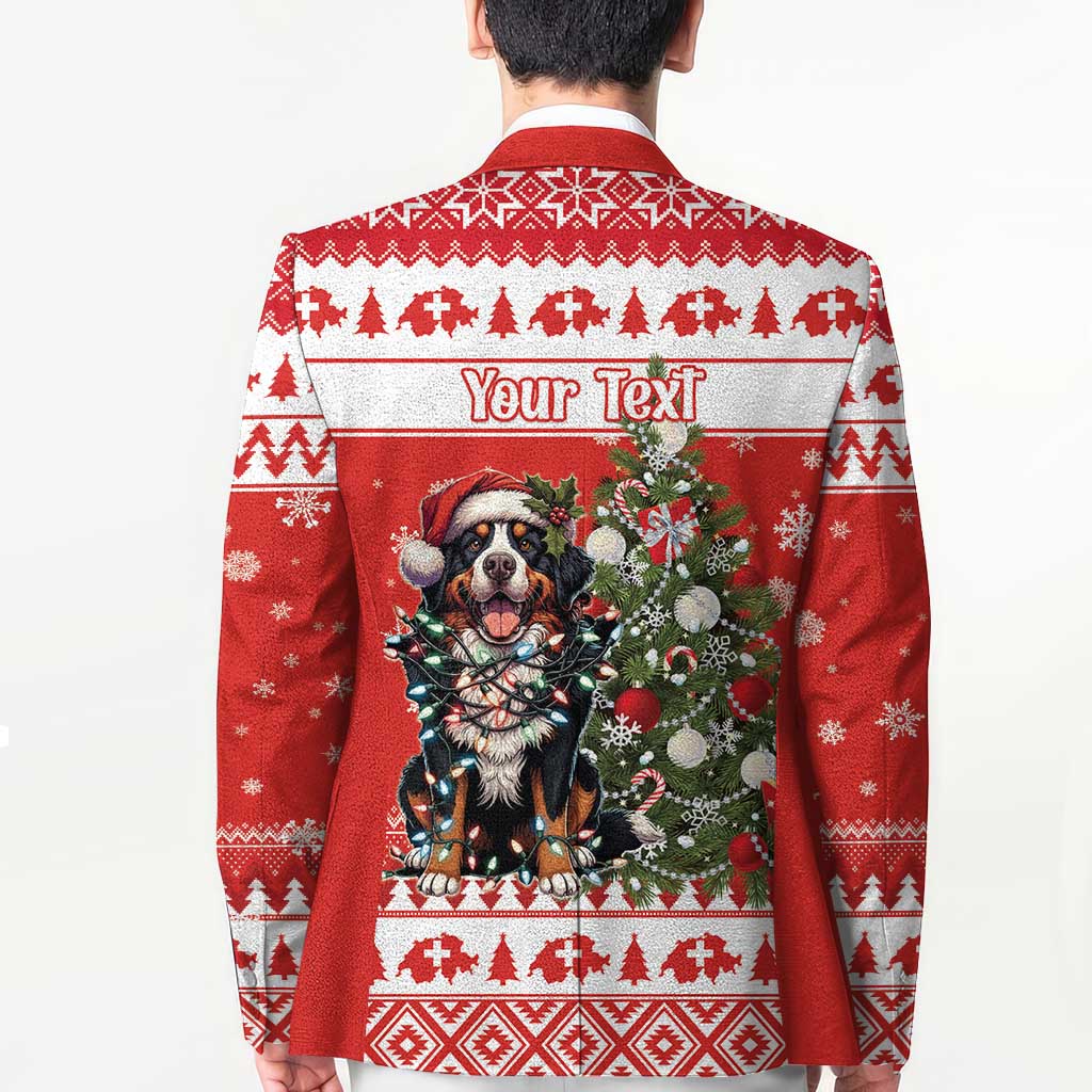 Personalized Merry Swissmas Blazer Bernese Mountain Dog Christmas Pattern - Wonder Print Shop