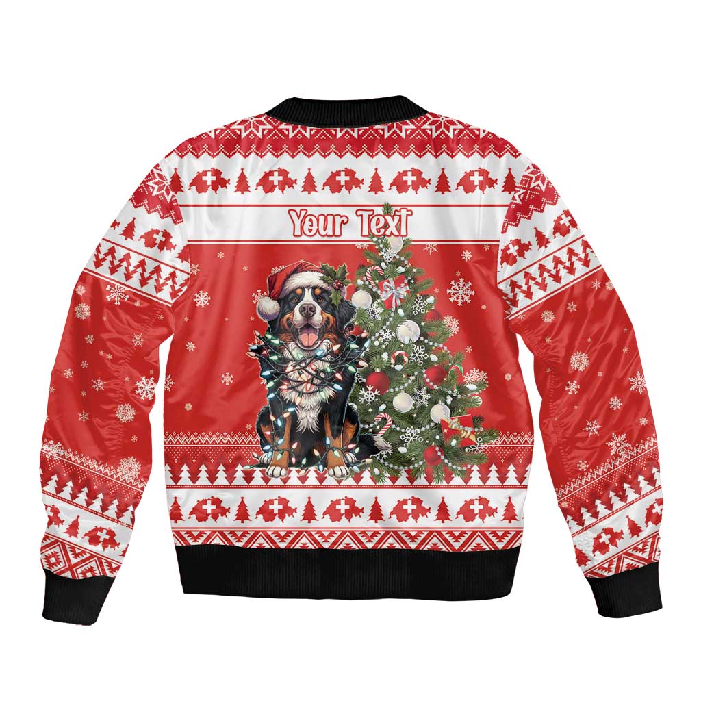 Personalized Merry Swissmas Bomber Jacket Bernese Mountain Dog Christmas Pattern - Wonder Print Shop