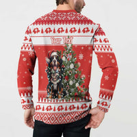 Personalized Merry Swissmas Button Sweatshirt Bernese Mountain Dog Christmas Pattern - Wonder Print Shop