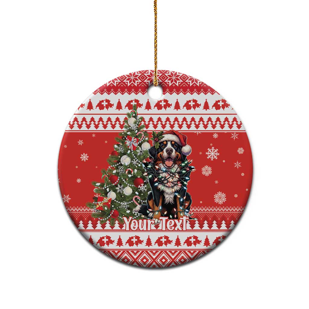 Personalized Merry Swissmas Ceramic Ornament Bernese Mountain Dog Christmas Pattern - Wonder Print Shop