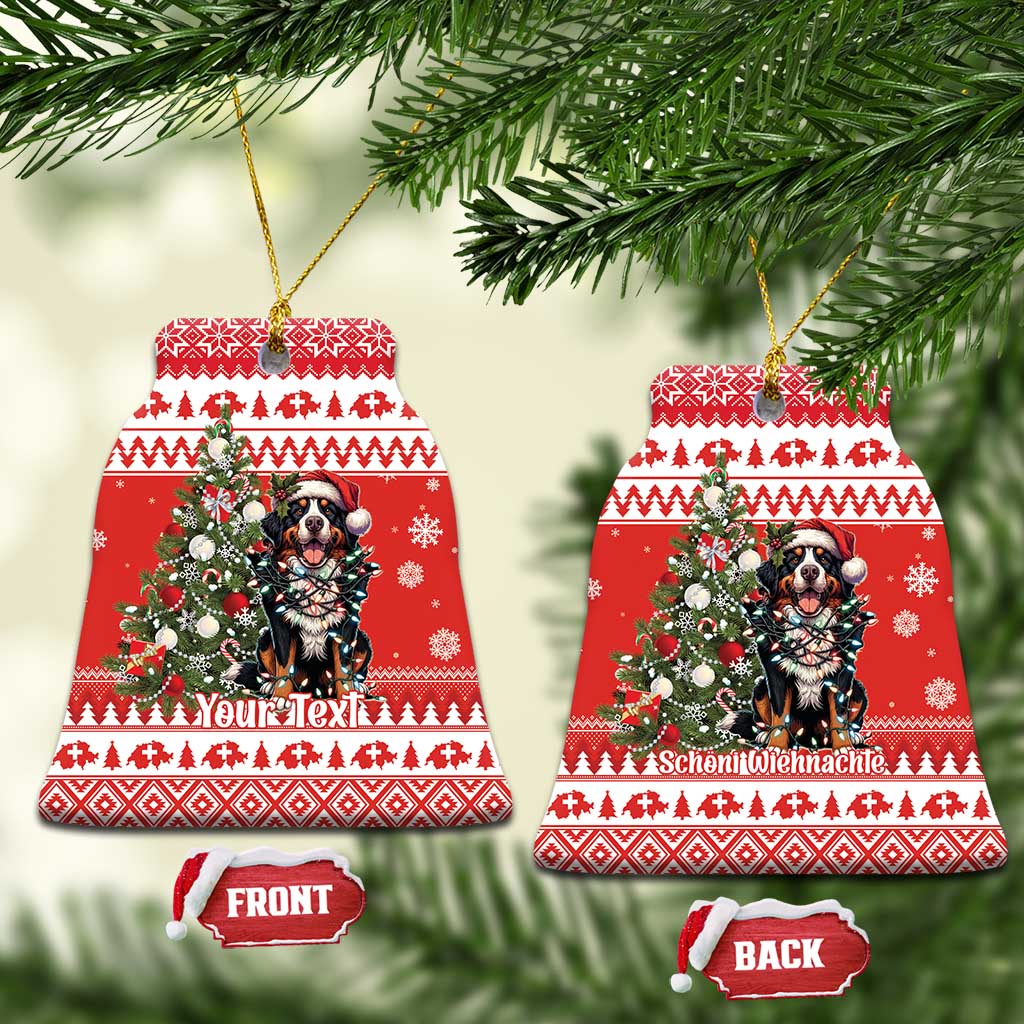 Personalized Merry Swissmas Ceramic Ornament Bernese Mountain Dog Christmas Pattern - Wonder Print Shop