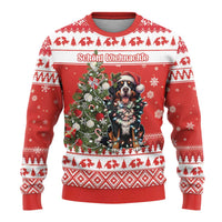 Personalized Merry Swissmas Ugly Christmas Sweater Bernese Mountain Dog Christmas Pattern - Wonder Print Shop