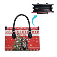 Personalized Merry Swissmas Leather Bag Bernese Mountain Dog Christmas Pattern - Wonder Print Shop