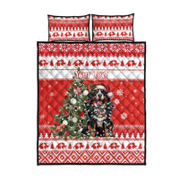 Personalized Merry Swissmas Quilt Bed Set Bernese Mountain Dog Christmas Pattern - Wonder Print Shop