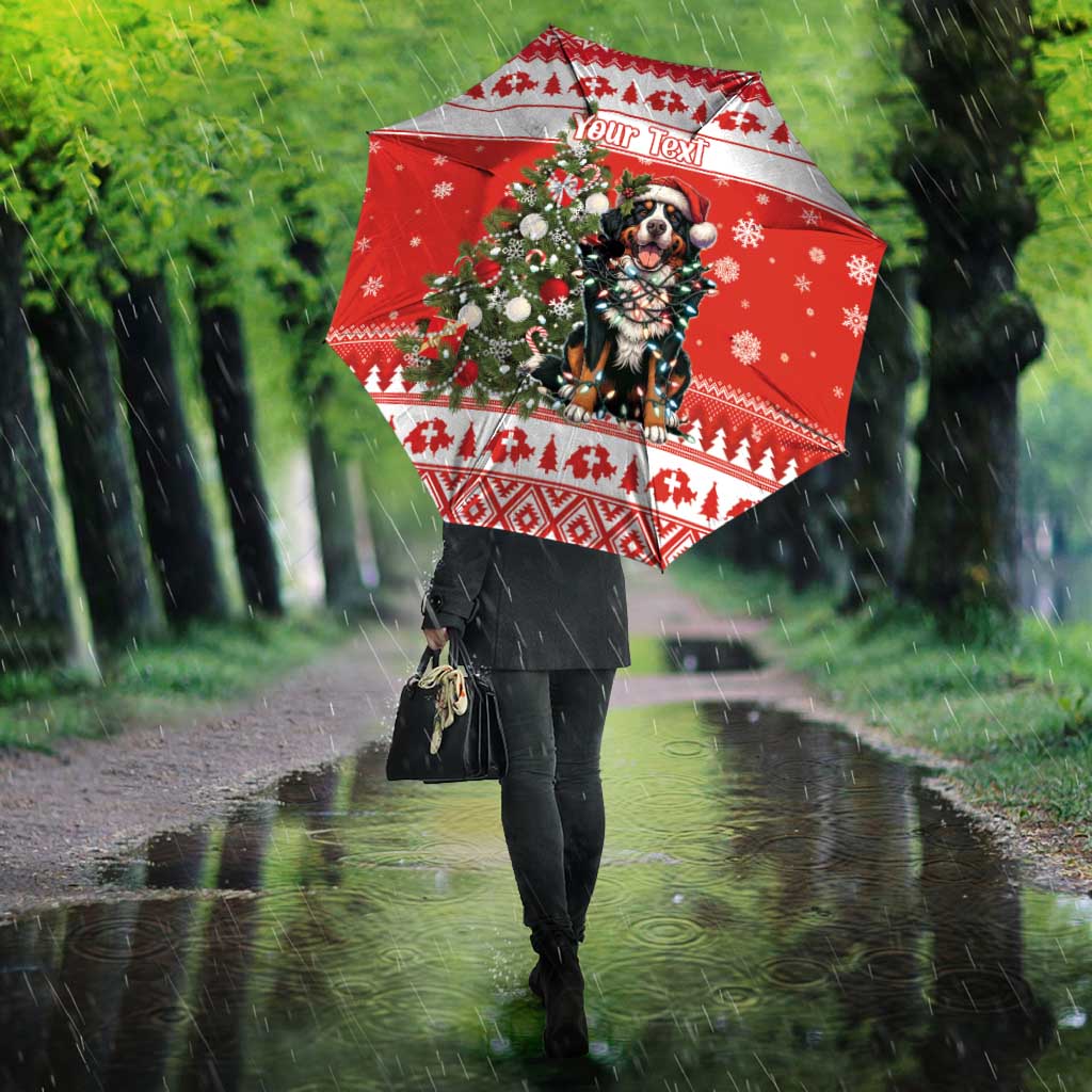 Personalized Merry Swissmas Umbrella Bernese Mountain Dog Christmas Pattern - Wonder Print Shop