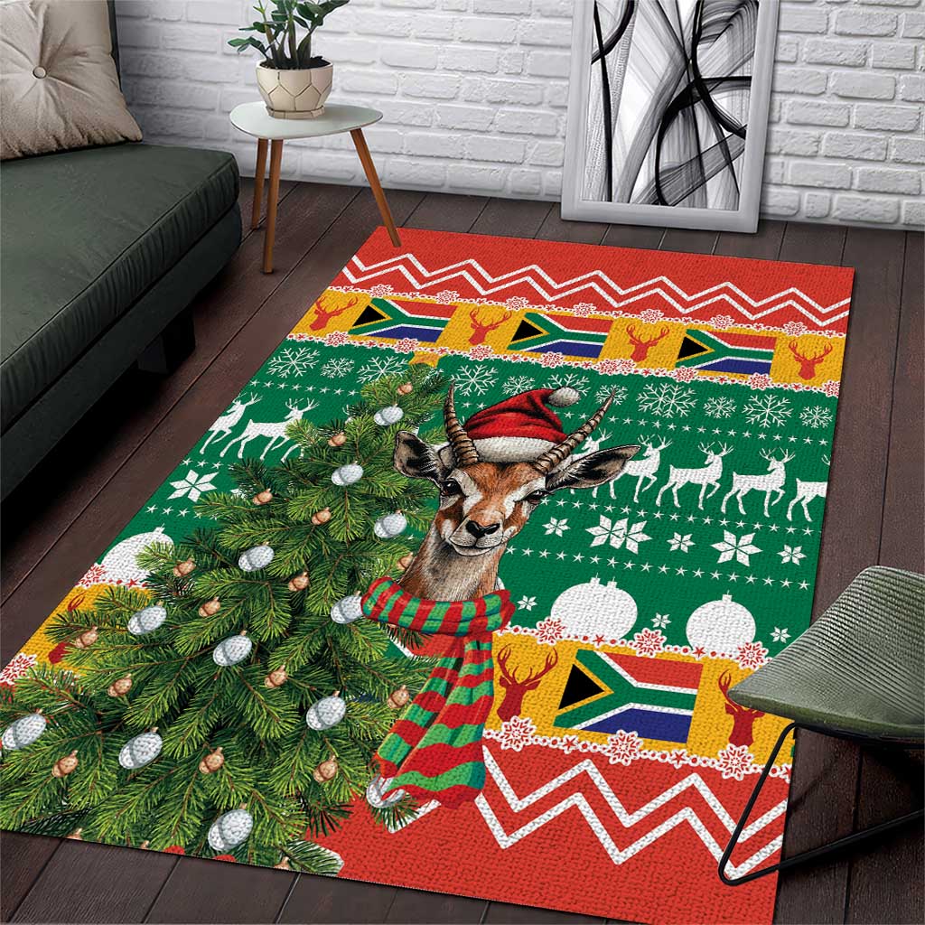 South Africa Christmas Area Rug Springbok With Christmas Tree - Wonder Print Shop