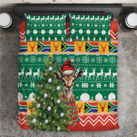 Christmas bedding set with green deer and Springbok holiday pattern, two pillowcases