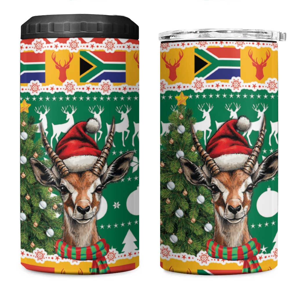 South Africa Christmas 4 in 1 Can Cooler Tumbler Springbok With Christmas Tree - Wonder Print Shop