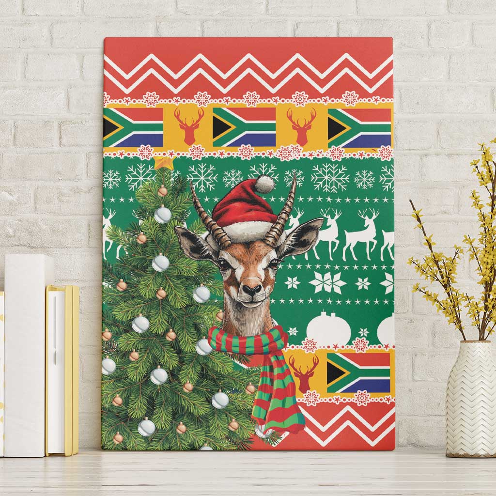 South Africa Christmas Canvas Wall Art Springbok With Christmas Tree - Wonder Print Shop