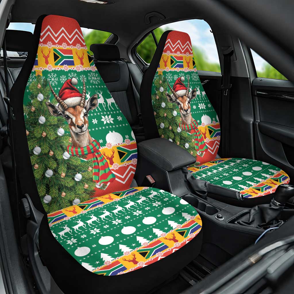 South Africa Christmas Car Seat Cover Springbok With Christmas Tree - Wonder Print Shop