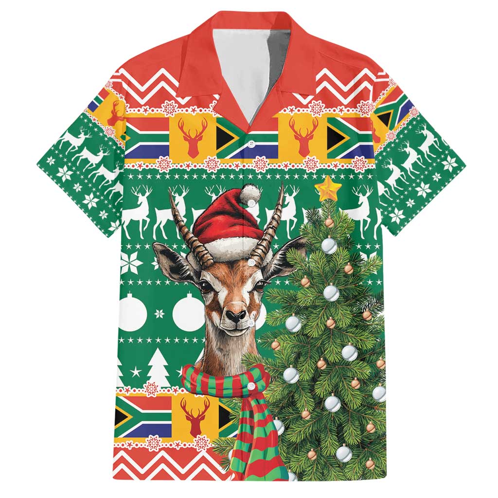 South Africa Christmas Hawaiian Shirt Springbok With Christmas Tree - Wonder Print Shop