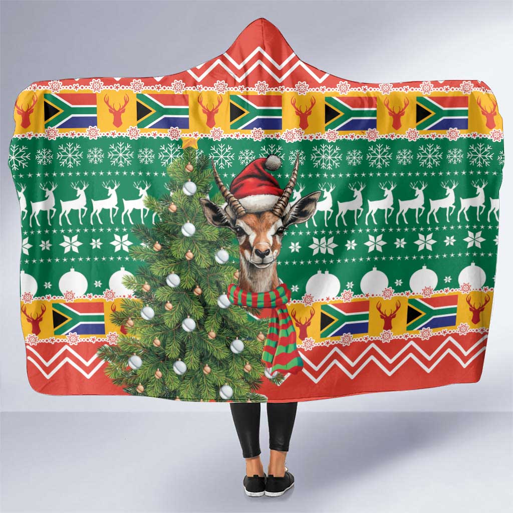 South Africa Christmas Hooded Blanket Springbok With Christmas Tree