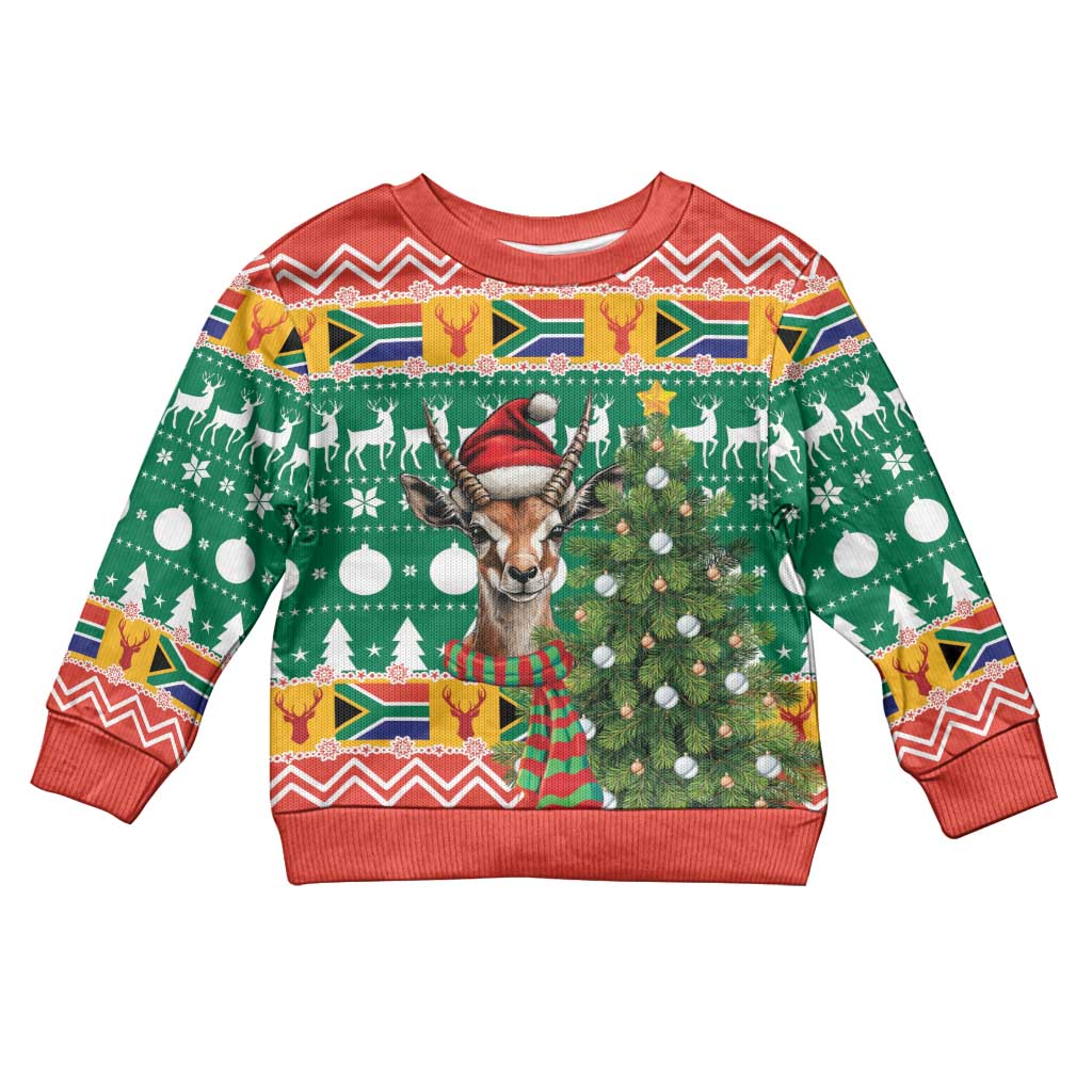 South Africa Christmas Kid Ugly Christmas Sweater Springbok With Christmas Tree - Wonder Print Shop