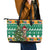 South Africa Christmas Leather Tote Bag Springbok With Christmas Tree - Wonder Print Shop