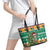 South Africa Christmas Leather Tote Bag Springbok With Christmas Tree - Wonder Print Shop