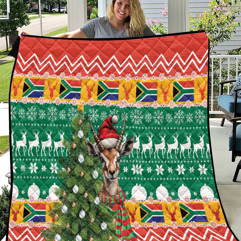 South Africa Christmas Quilt Springbok With Christmas Tree - Wonder Print Shop