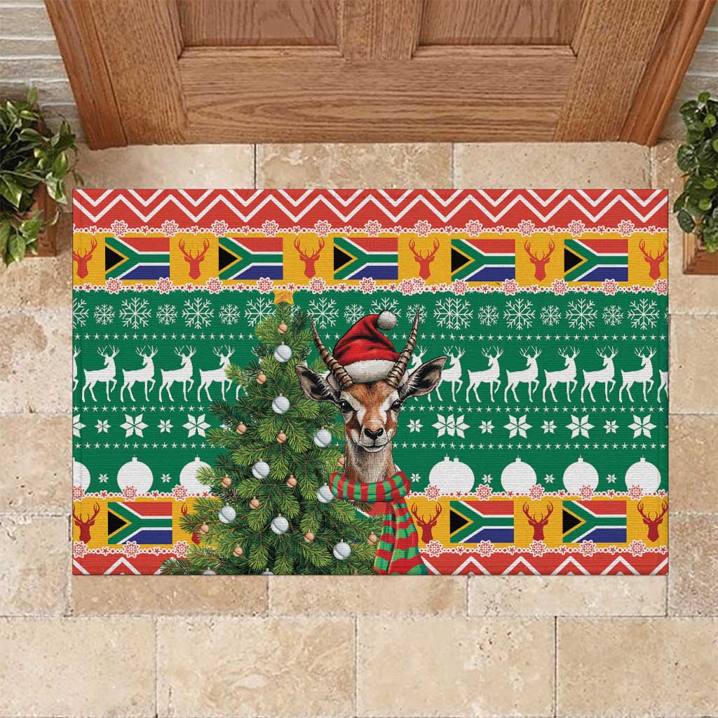 South Africa Christmas Rubber Doormat Springbok With Christmas Tree