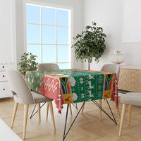 Christmas tablecloth with multicolor South Africa-themed design, green and red