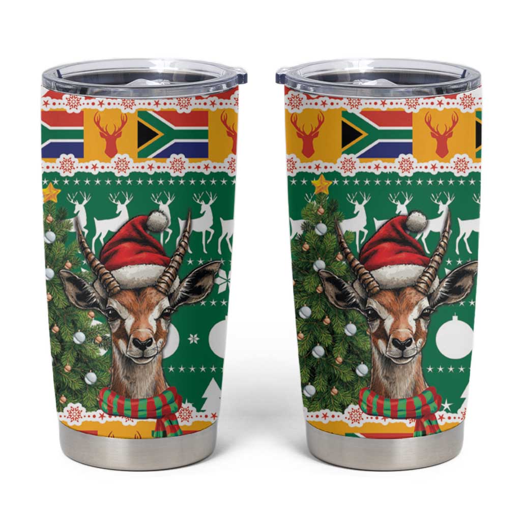 South Africa Christmas Tumbler Cup Springbok With Christmas Tree