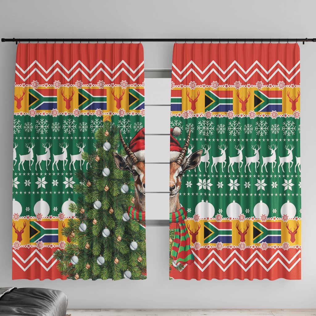 South Africa Christmas Window Curtain Springbok With Christmas Tree