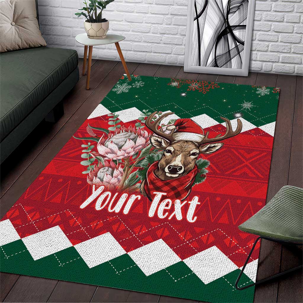 Personalized South Africa Christmas Area Rug Springbok With King Protea - Wonder Print Shop