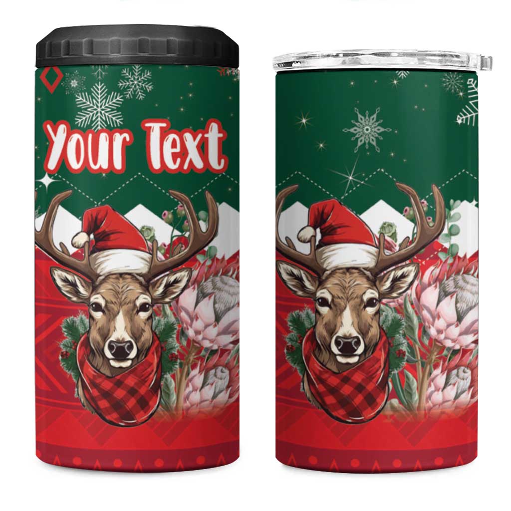 Personalized South Africa Christmas 4 in 1 Can Cooler Tumbler Springbok With King Protea - Wonder Print Shop