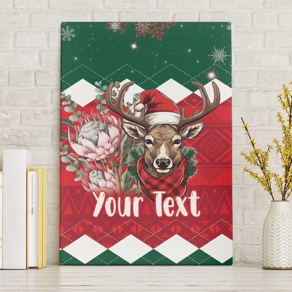 Personalized South Africa Christmas Canvas Wall Art Springbok With King Protea - Wonder Print Shop