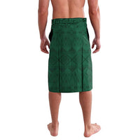 Personalized Christmas lavalava skirt, solid dark green with subtle geometric print