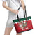 Personalized South Africa Christmas Leather Tote Bag Springbok With King Protea - Wonder Print Shop