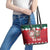 Personalized South Africa Christmas Leather Tote Bag Springbok With King Protea - Wonder Print Shop