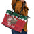 Personalized South Africa Christmas Leather Tote Bag Springbok With King Protea - Wonder Print Shop