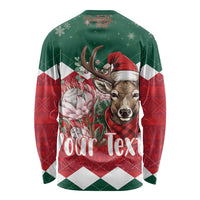 Unisex long sleeve Christmas shirt, springbok graphic, 'Your Text' on back