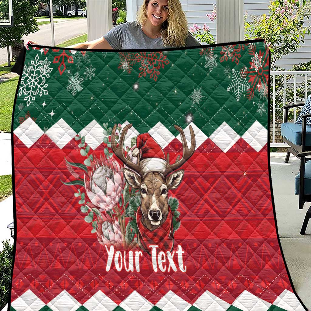 Personalized South Africa Christmas Quilt Springbok With King Protea - Wonder Print Shop