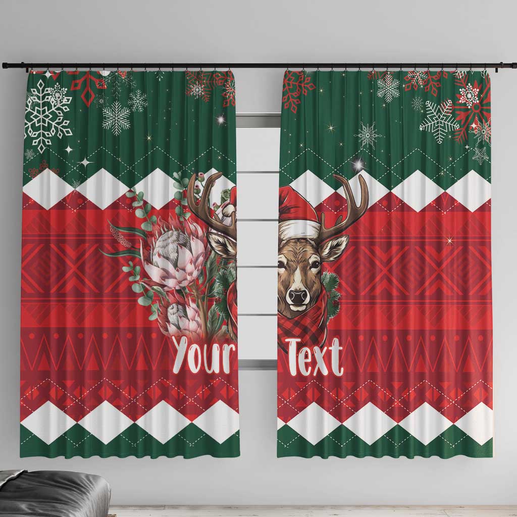 Personalized South Africa Christmas Window Curtain Springbok With King Protea