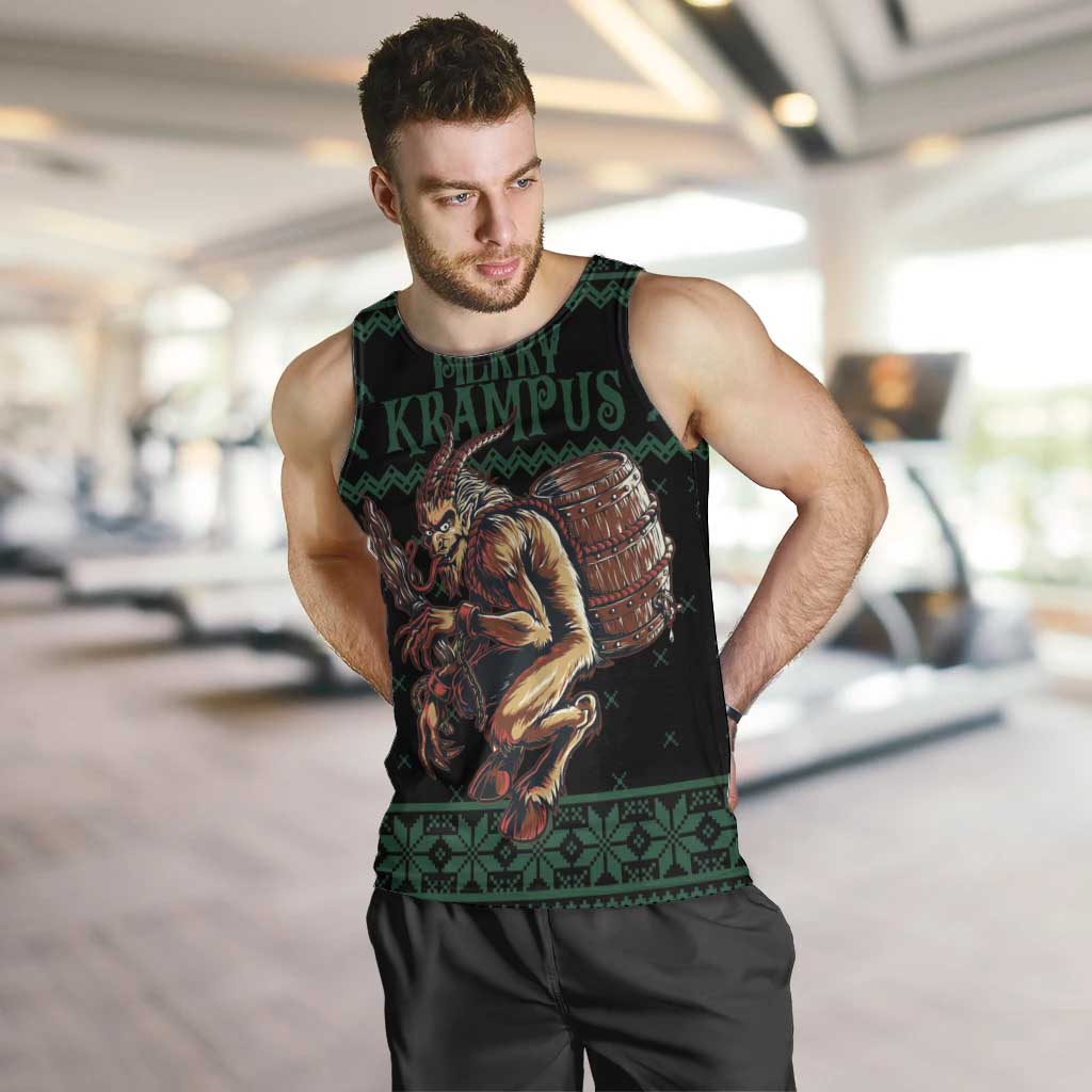 Merry Krampus Creepy Christmas Holiday Men Tank Top Green Version - Wonder Print Shop