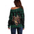 Merry Krampus Creepy Christmas Holiday Off Shoulder Sweater Green Version - Wonder Print Shop