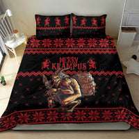 Black and red Krampus Christmas bedding set with “Merry Krampus” and Krampus character art