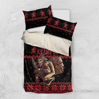 Black and red Krampus Christmas bedding set with “Merry Krampus” on duvet and pillow