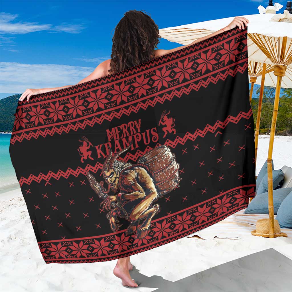 Merry Krampus Creepy Christmas Holiday Sarong Red Version - Wonder Print Shop