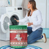 Belarus Pahonia Christmas Laundry Basket Belarusian Vytis Knight Xmas Pattern - Wonder Print Shop