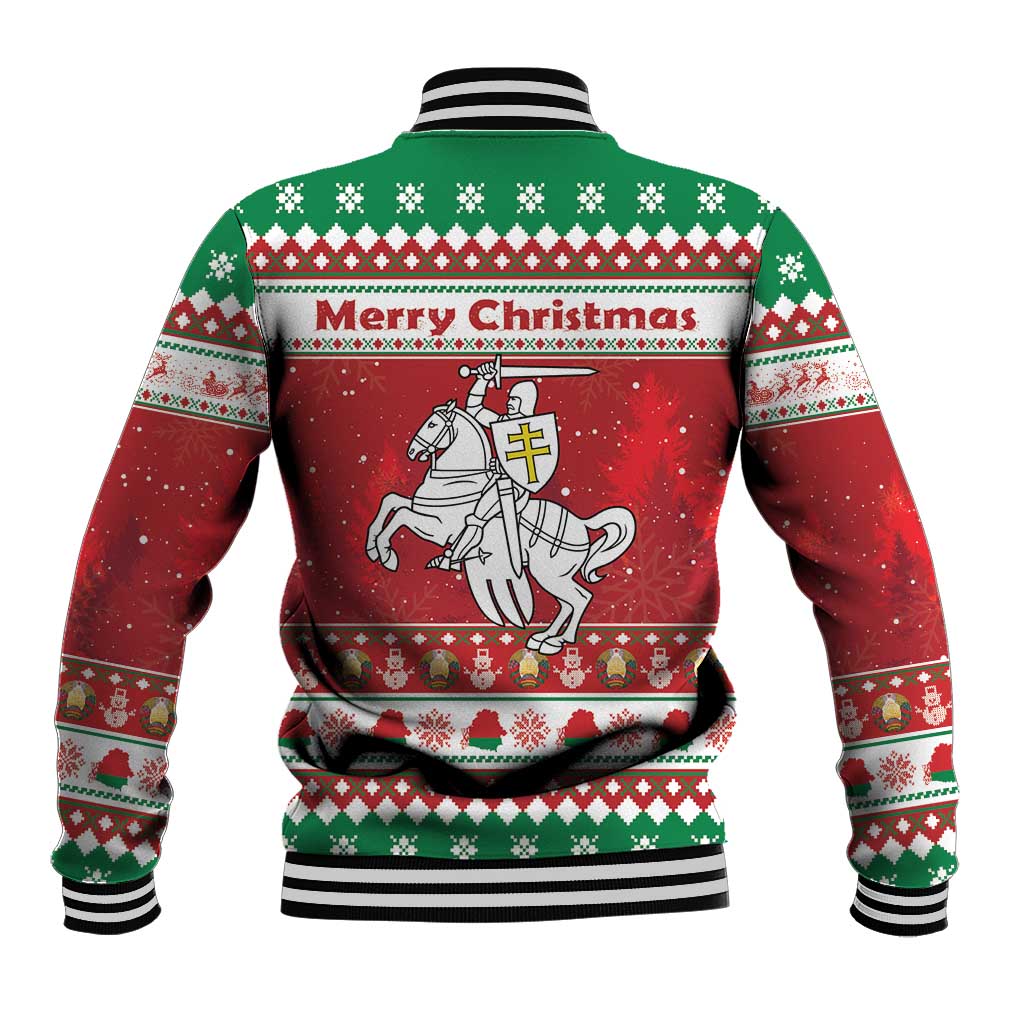 Belarus Pahonia Christmas Baseball Jacket Belarusian Vytis Knight Xmas Pattern - Wonder Print Shop